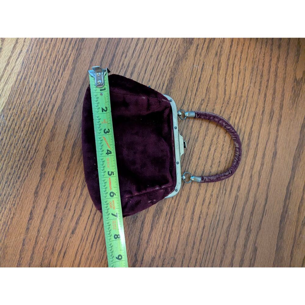 Antiqe Deep Purple Velvet Kiss-Lock Evening Bag Purse Top handle - Picture 6 of 14